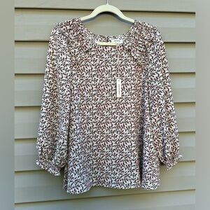 New Max Studio M dainty ditsy floral ruffle shoulder blouse cottagecore fairy